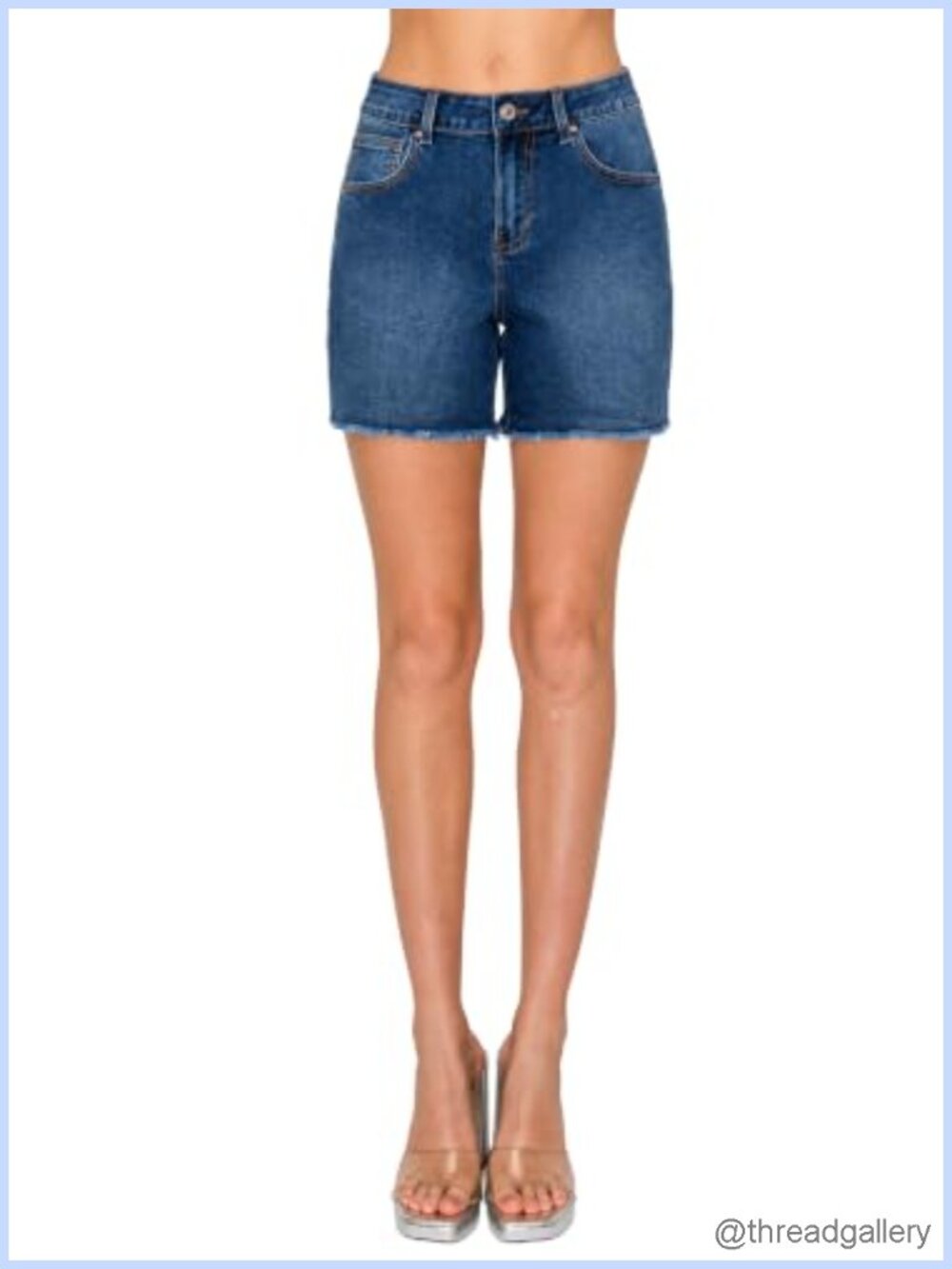 WAX JEAN Loose Fit Cropped Bermuda Denim Shorts Frayed High Rise